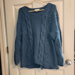 Coldwater Creek Teal Cable Knit Sweater